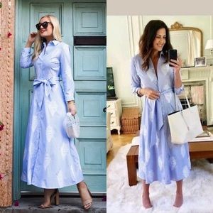 Zara Long Sleeve Striped Embroidered Shirt Dress [Blogger Favorite]